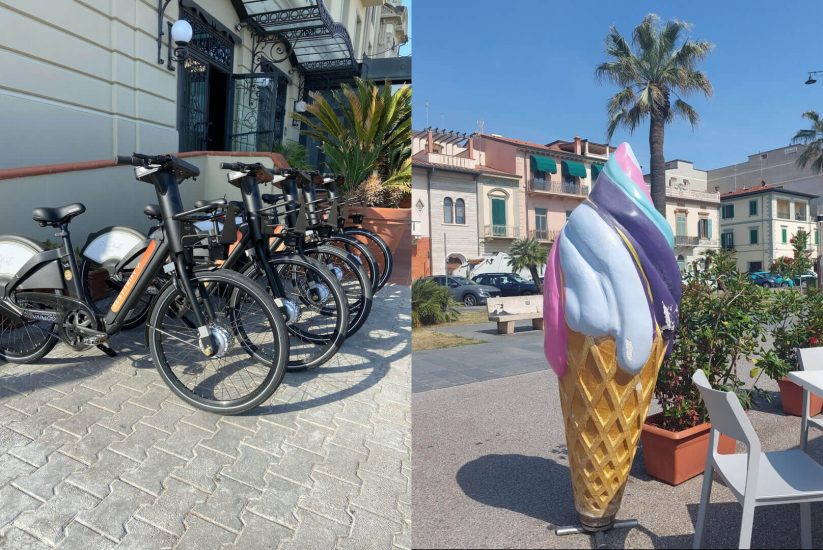 On the first picture you see electric bicycles that can in a small way change the world. On the second pic you see a melting ice-cream, the thoughts behind it is that if we continue like this we have to deal whit global warming and other natural disasters.